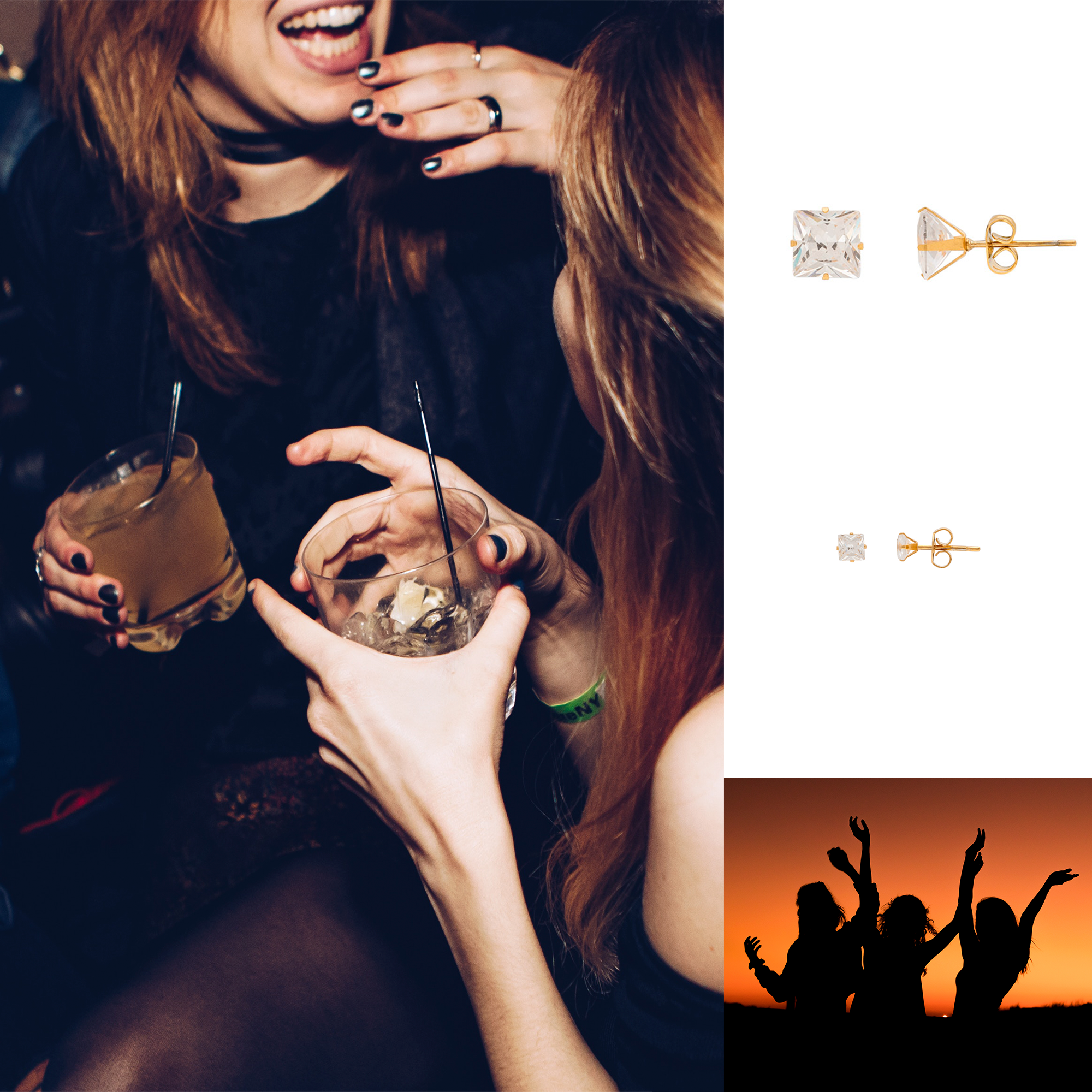 pendientes de circonita cuadrada noches de verano