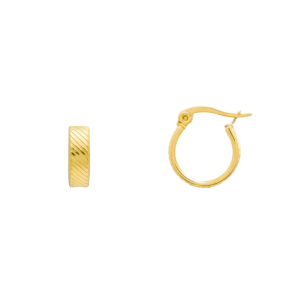 Aros Rayas 15mm en Acero Dorado